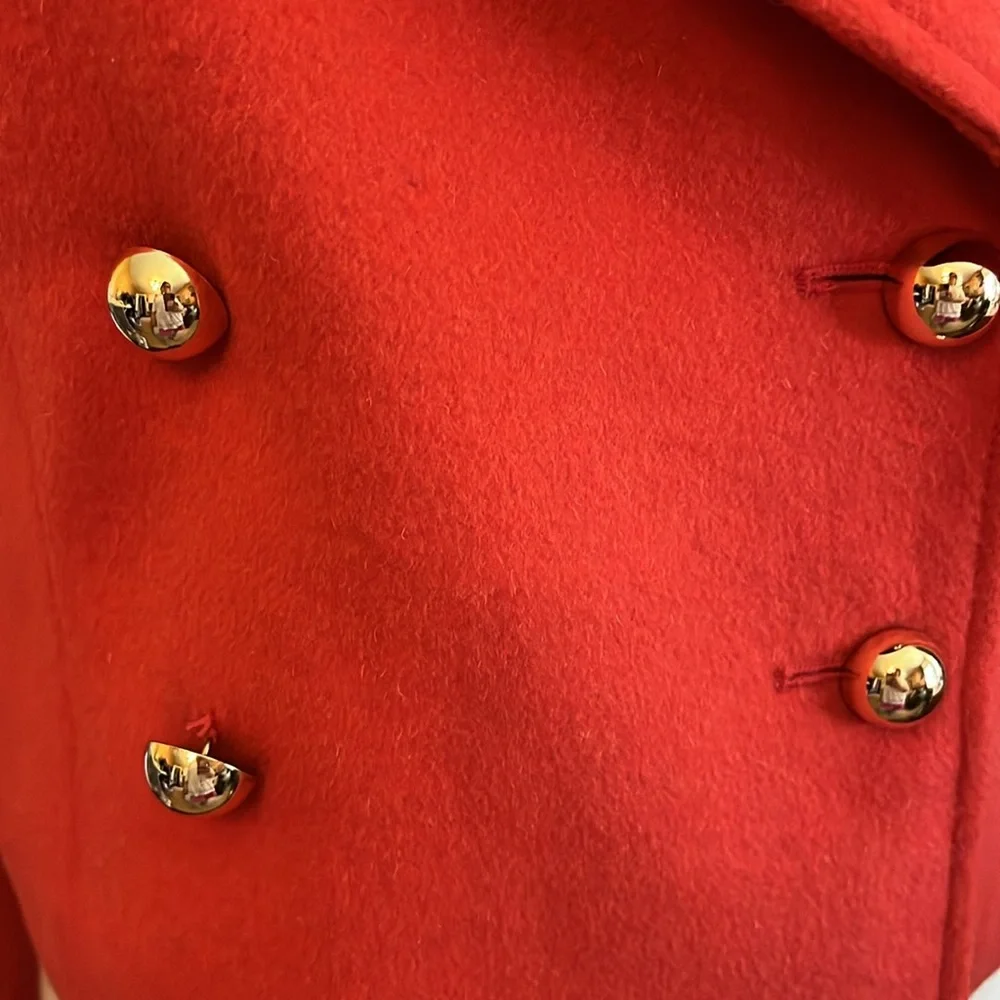 The Limited Orange Crop Wool Blend Double breast Pea Coat w/Gold Buttons Size S